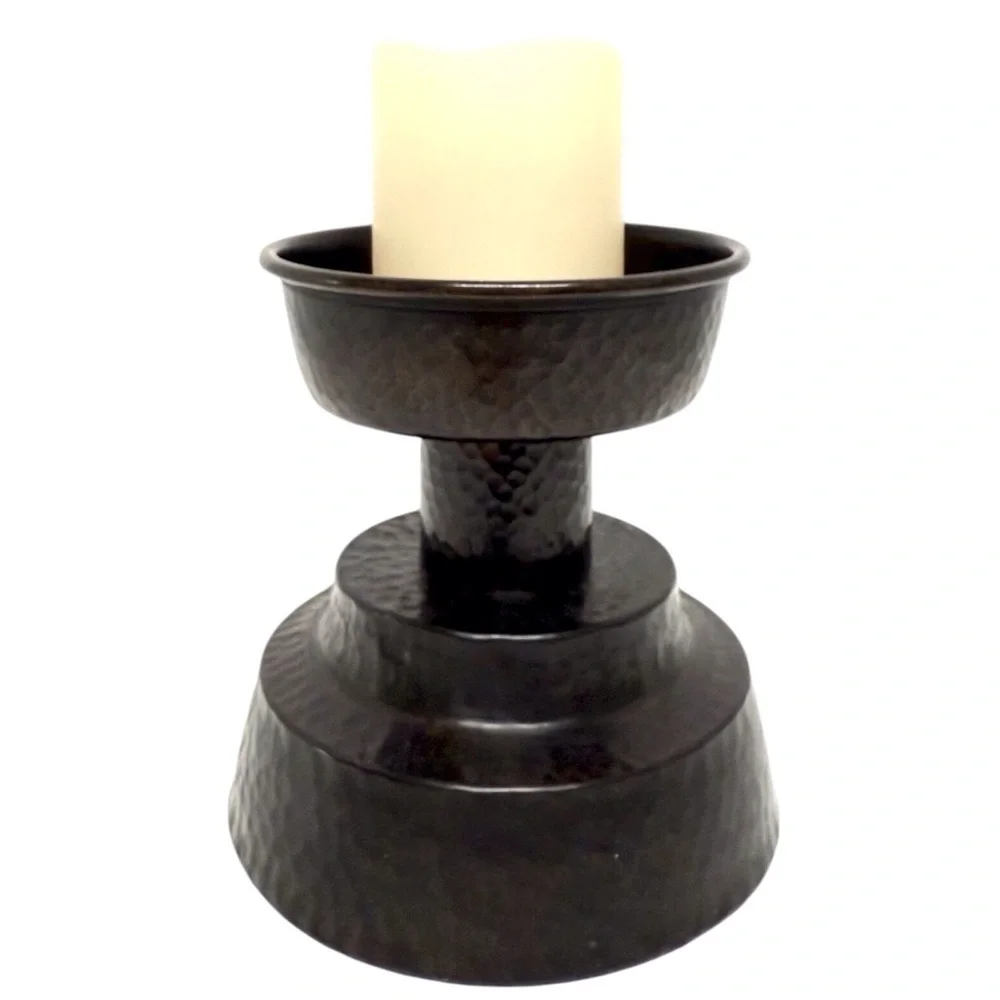 Pottery Barn Candle Holder Hammered Metal Oil Rubbed Bronze
